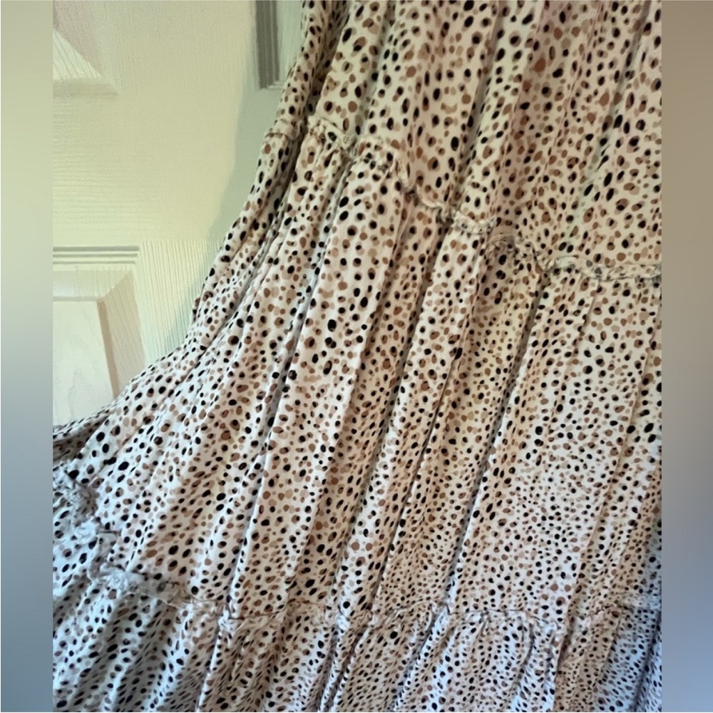 Japna Cream Tan and Black Polka Dot Tiered Skirt - Picture 3 of 4